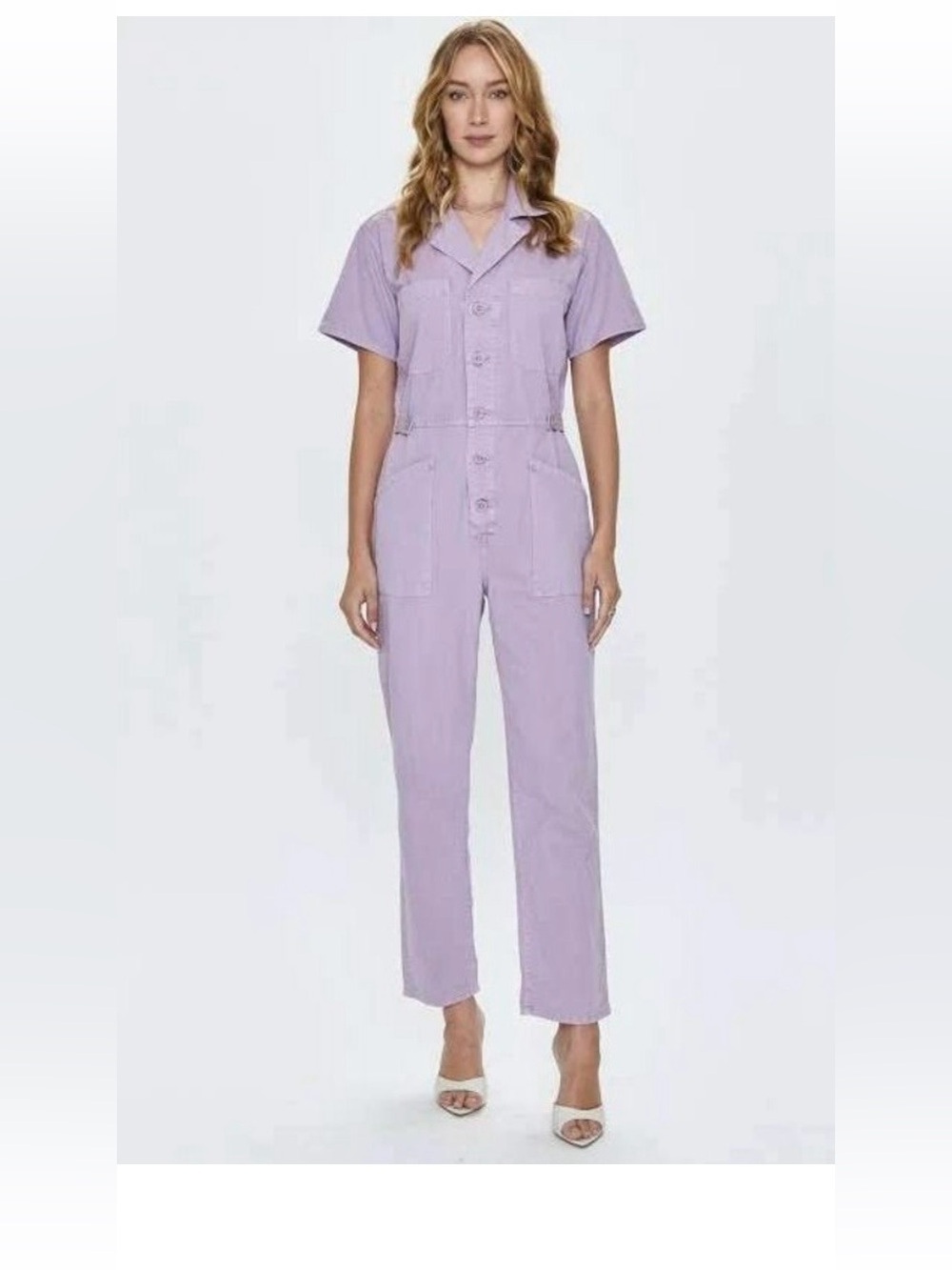 pistola Lilac Short-Sleeve Button-Front Jumpsuit